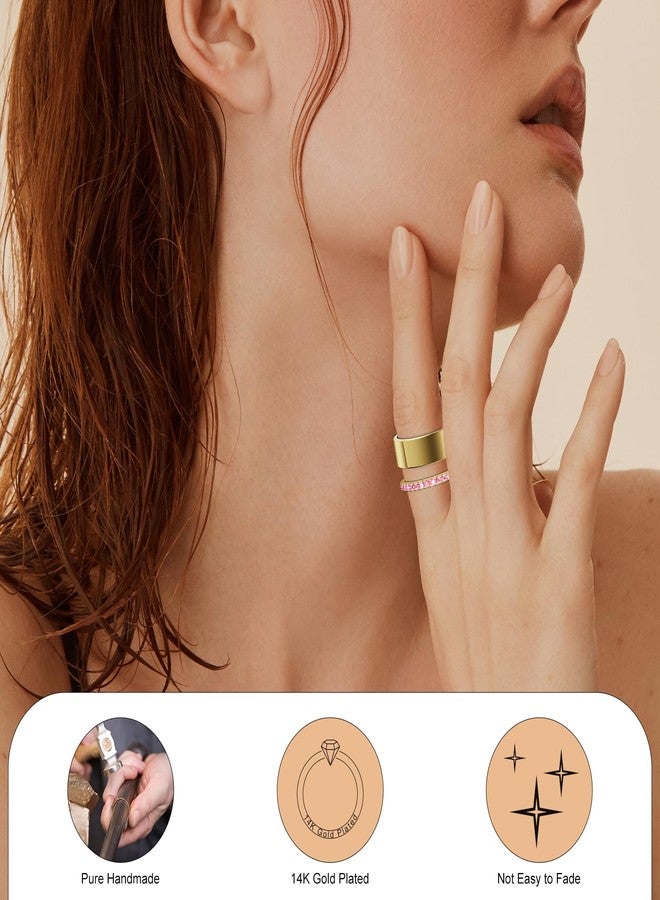 Hexasider 14K Gold Plated Ring Stack for Oura Ring Gen 4/4 Ceramic/Gen 3, Cubic Zirconia Simulated Diamond Oura Stackable Rings for Women - Image 4